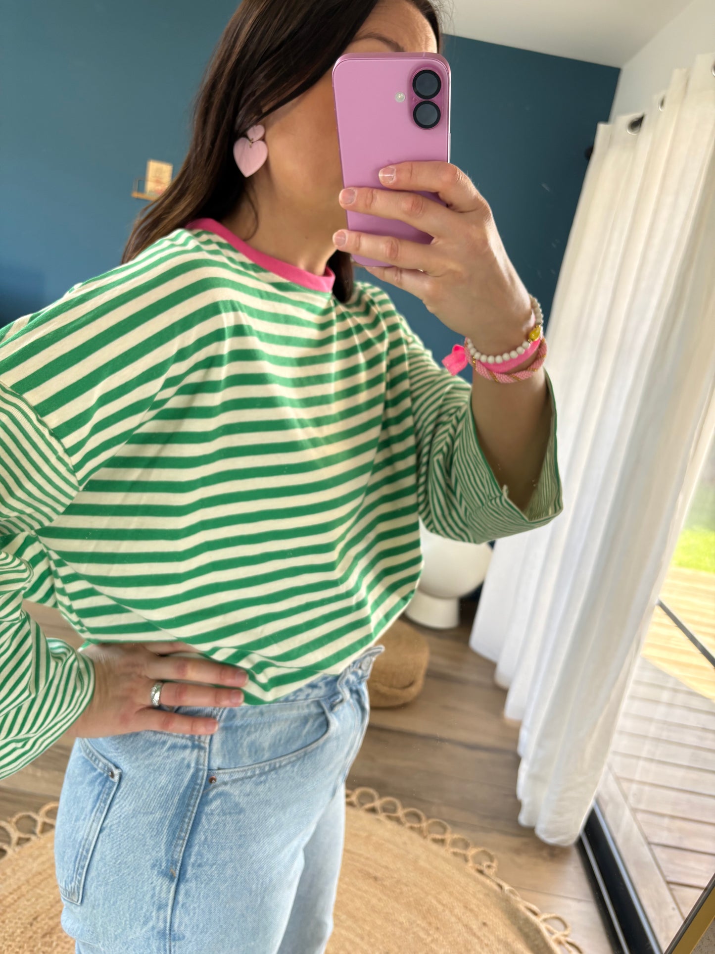 T-shirt Marine vert & blanc