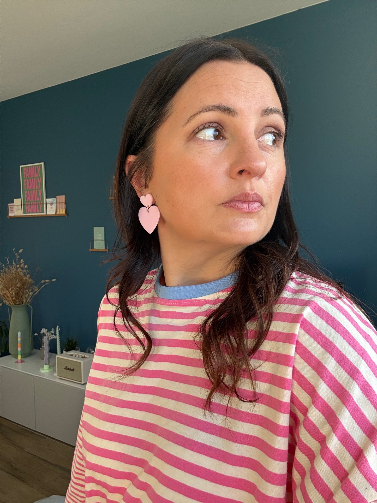 T-shirt Marine rose & blanc