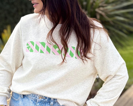 Sweat léger AMOUR rose & vert