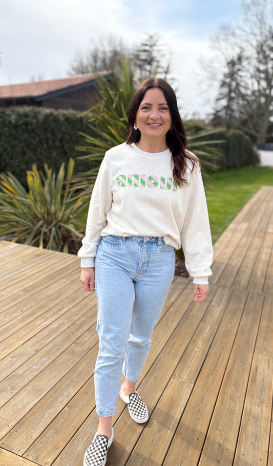 Sweat léger AMOUR rose & vert