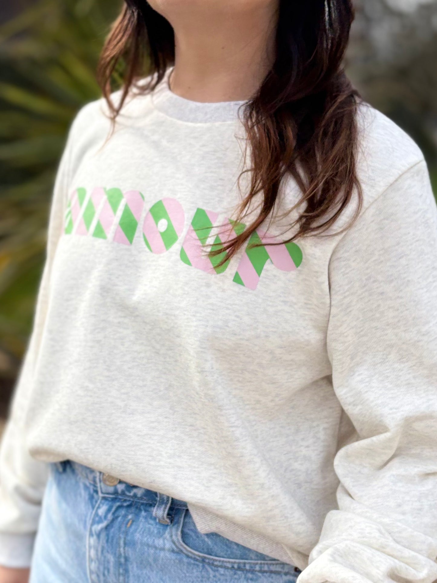 Sweat léger AMOUR rose & vert