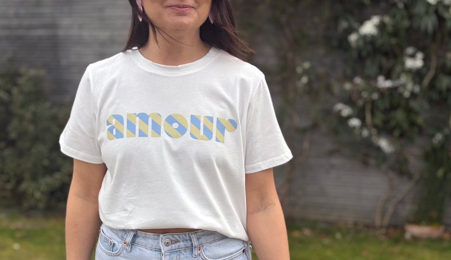 T-shirt Amour jaune & bleu