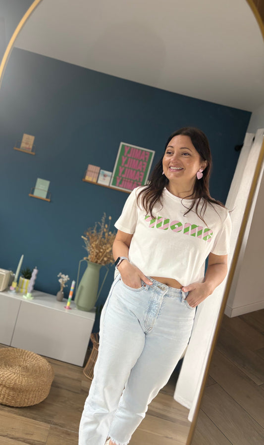 T-shirt Amour rose & vert