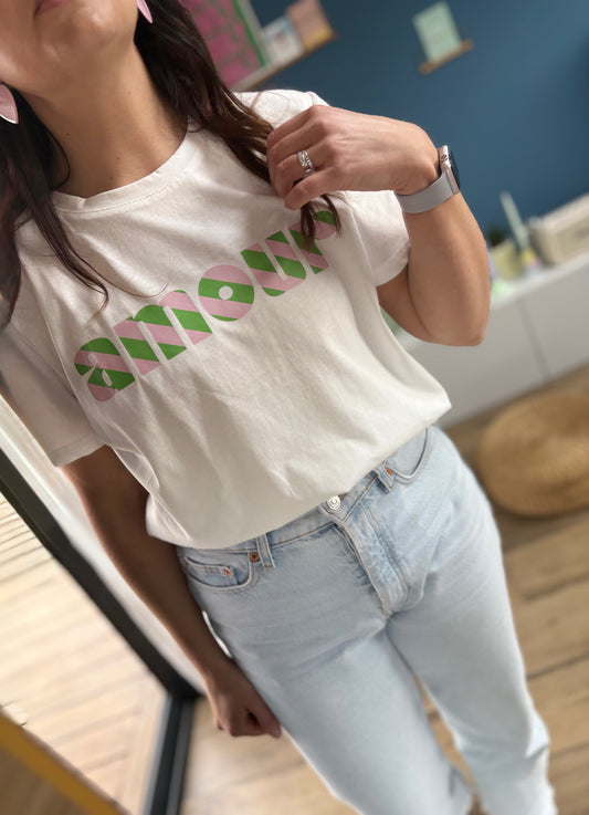 T-shirt Amour rose & vert