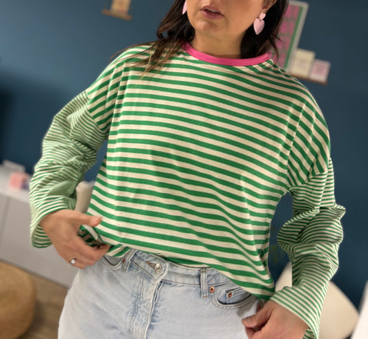 T-shirt Marine vert & blanc