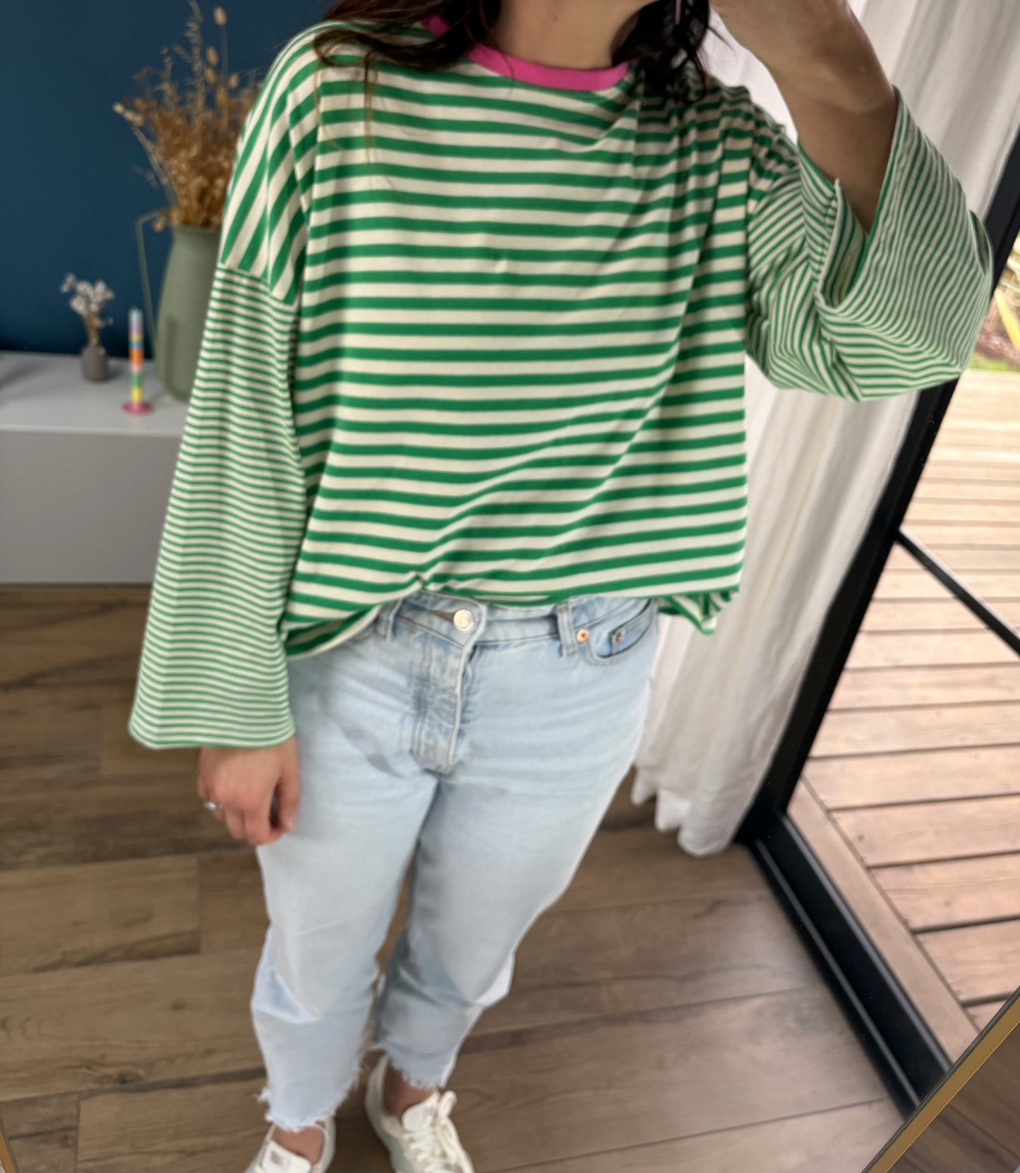 T-shirt Marine vert & blanc