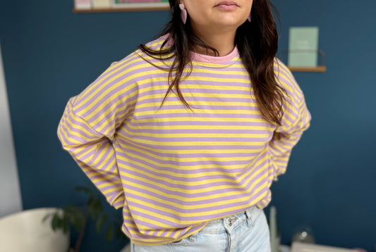 T-shirt Marine jaune & mauve