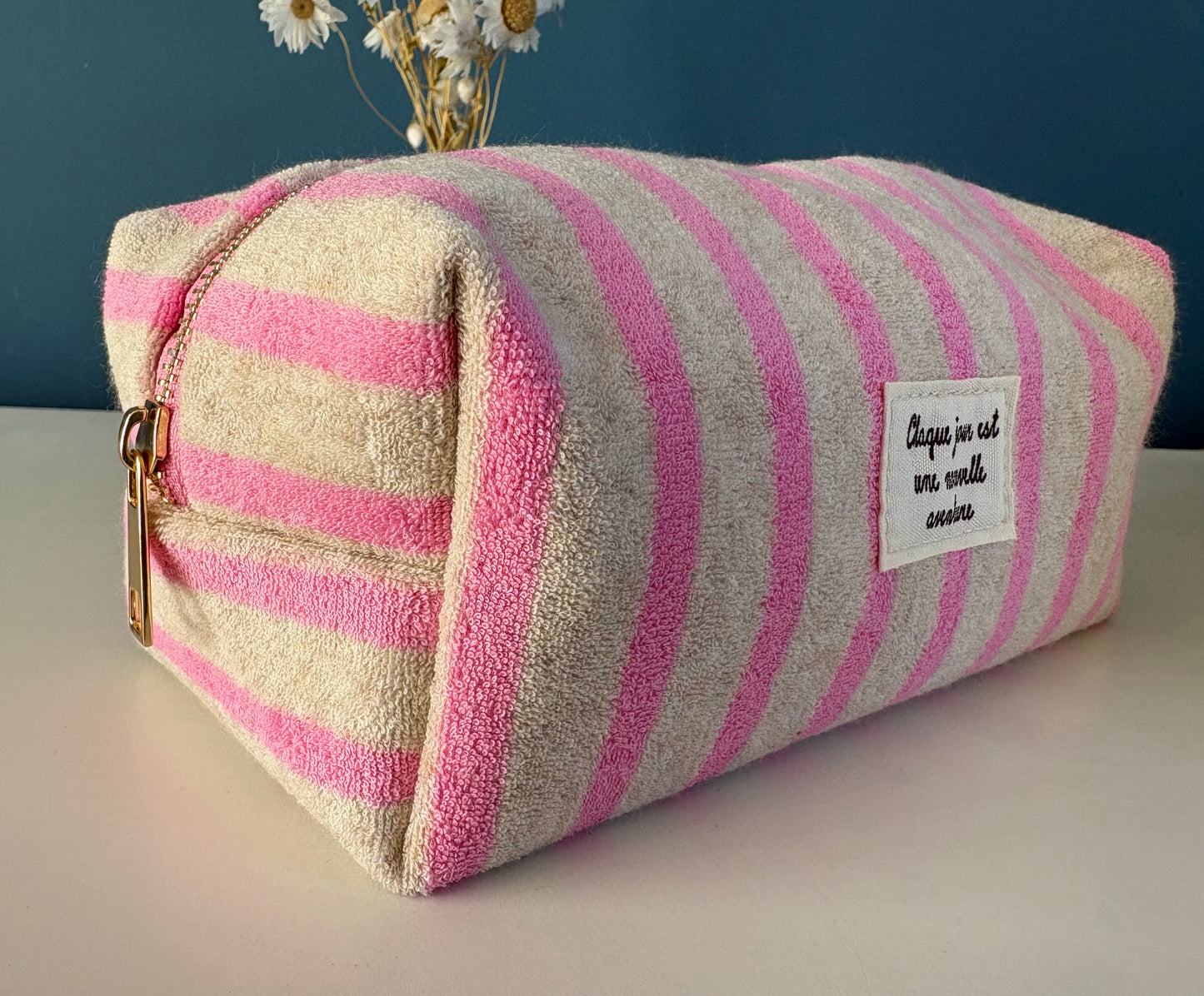 Trousse éponge Pauline rose