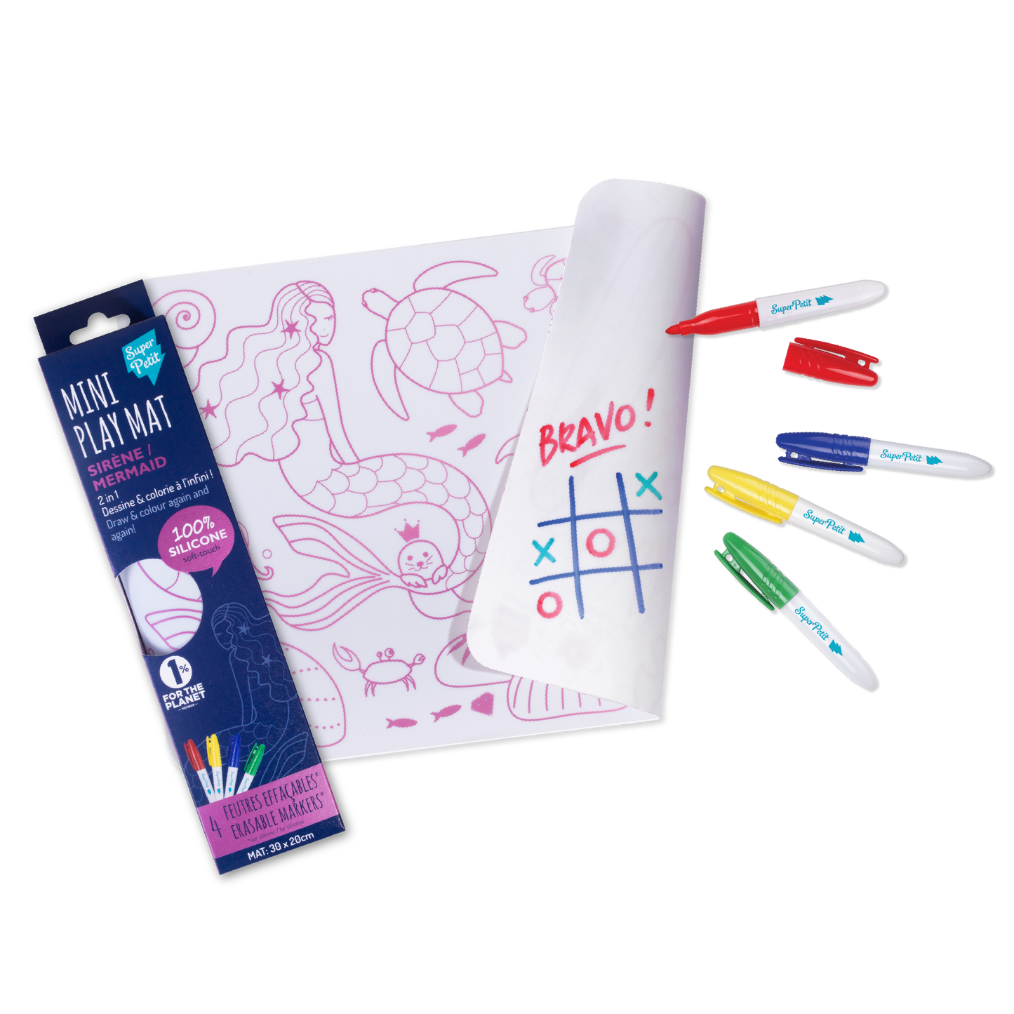 Coloriage nomade : Mini Playmat SIRENE - 4 feutres inclus